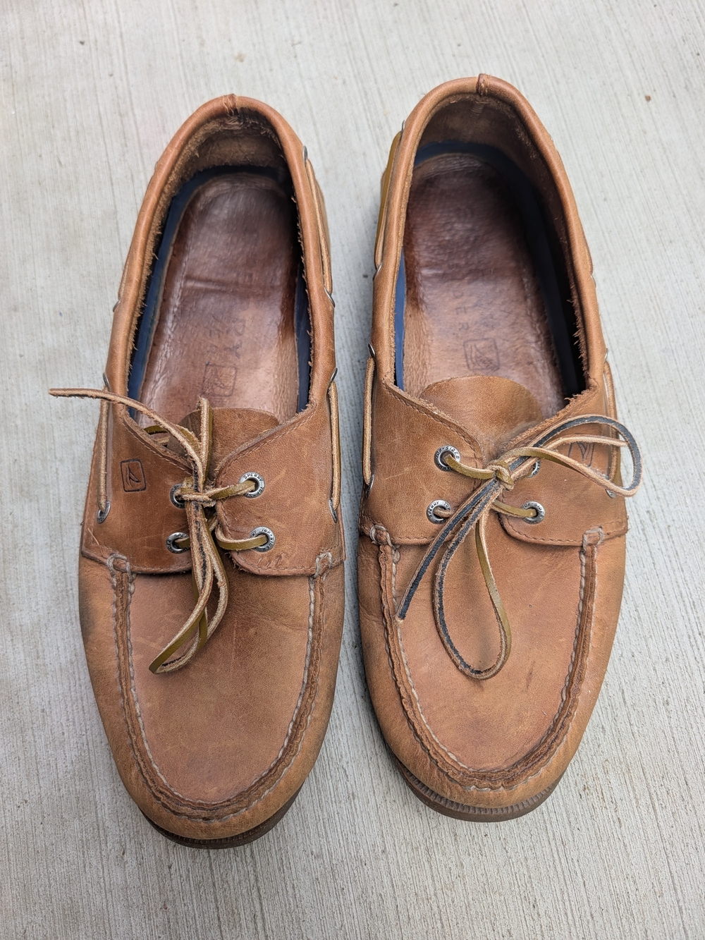 Men's Tan Sperry Leather Boat Shoes with Lace-Up Comfort 12 Wide